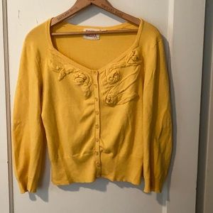 Anthropologie Rosie Neira Pleated Rosebud Cardigan